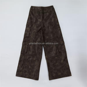 <span class=keywords><strong>Pantaloni</strong></span> con fondo oversize personalizzati <span class=keywords><strong>pantaloni</strong></span> larghi in pelle Vintage Cargo per gli uomini - Product Image 3
