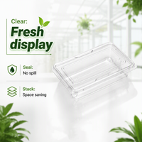 Boîte d'emballage alimentaire durable en plastique transparent recyclé pour biscuits, snacks et pâtisseries, avec couvercle, fournie directement par l'usine