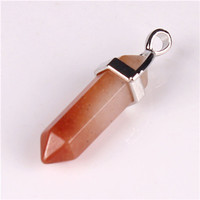 Pendentif en Quartz naturel, cristal, pierre, verre, Agate, Jade, Hexagonal, losange, bricolage, collier, bijoux, breloques
