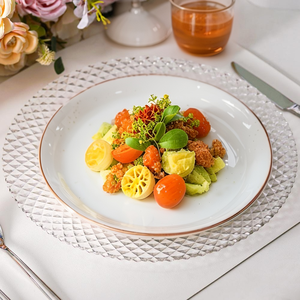 Bán Buôn Tùy Chỉnh 13 Inch Hộ Gia Đình Pha Lê Rõ Ràng Glass Sạc Tấm Trang Trí Tấm Vòng Sọc Trái Cây Tấm Bộ Đồ Ăn - Product Image 5