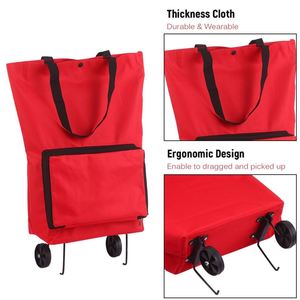 Custom Logo Eco-Friendly <b>Foldable</b> Oxford Shopping Trolley Bag with Wheels Reusable Grocery Travel <b>Cart</b> for Supermarket Use - Product Image 3