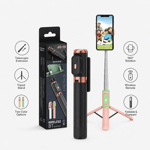 Trépied perche à selfie JC-16 extensible 1100 mm, poignée en acier inoxydable pour les voyages et le vlogging - Product Image 3
