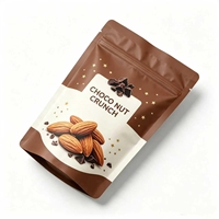 Bolsas Ecológicas de Color Marrón Chocolate con Almendras y Estrellas Doradas para Envasado de Alimentos Premium (Grado Alimenticio)