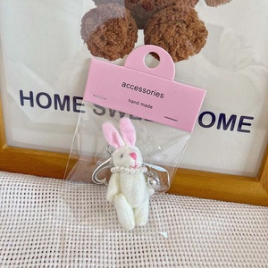 Oferta Especial: Adorno de Peluche de Conejo para Bolsos, Regalo de Cumpleaños para Niñas, Colgante 3D de Conejo con Collar de Perlas, Llavero de Conejo - Product Image 2