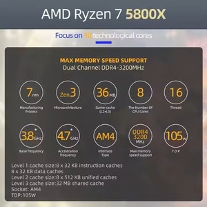Pour le nouveau processeur AMD <span class=keywords><strong>R</strong></span> Yzen <span class=keywords><strong>7</strong></span> <span class=keywords><strong>5800X</strong></span> 4.6GHz 8 Core DDR4 CPU CPU de bureau R7 <span class=keywords><strong>5800X</strong></span> - Product Image 3