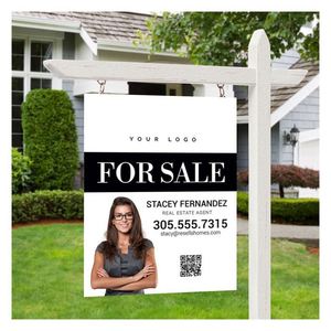 Panneau de jardin personnalisé pour agent immobilier, signalétique immobilière publicitaire, impression numérique, panneau épais avec trous pour accrochage - Product Image 1