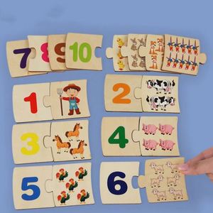 Aides pédagogiques pour l'apprentissage des mathématiques pour les enfants de maternelle, puzzles numériques en bois avec boîte de rangement - Product Image 3