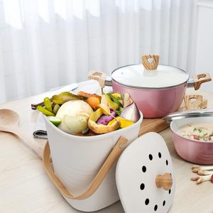 Poubelle de compost de cuisine en fibre de bambou, blanc, 3 litres - Product Image 4