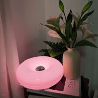 Luz nocturna minimalista en forma de donut, luz decorativa de pared con temática color crema, luz ambiental para dormitorio, lámpara decorativa