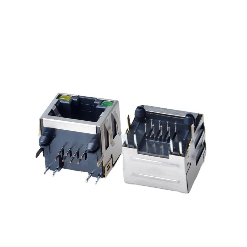 High Quality rj45 RJ45 Modular Jack 8P8C Connector rj45 Right Angle With LED With latch 1X1Port Female rj11 Socket Connector