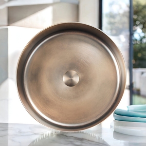 Lavabo Industriale Rotondo in Acciaio <span class=keywords><strong>Inox</strong></span> 304 Bronzo Vintage per Bagno di Hotel e Bagni Pubblici - Product Image 2