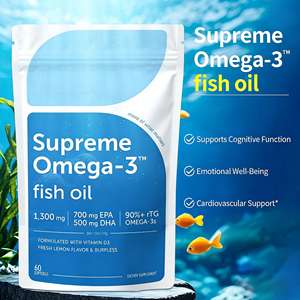 ओमेगा-3 मछली तेल 1300 मिलीग्राम प्रति सेवारत 700 मिलीग्राम एपा 500 मिलीग्राम विटामिन डी 3 बर्गर ताजा नींबू स्वाद वयस्क प्रतिरक्षा समर्थन 60 - Product Image 6