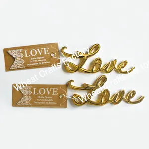 Verkopen Goed En Populaire China Fabriek Aanpassen Logo Liefde Goud Flesopener Bruiloft Gunsten