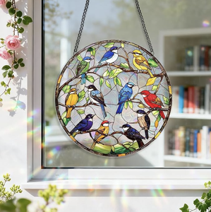 Attrape-soleil en acrylique style vitrail, ornement mural en mosaïque colorée pour <span class=keywords><strong>la</strong></span> maison, le jardin ou comme cadeau - Product Image 6