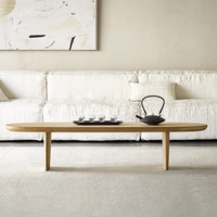 Table basse rectangulaire en bois massif de style farmhouse moderne ModHomi pour salon, meubles de maison