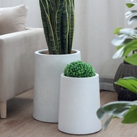 Pot de fleurs conique extra large moderne en ciment et fibre de verre, design décoratif pour jardin extérieur, usage domestique, noir et blanc