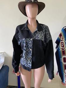 2025 automne Chaqueta Vaquera Para Mujer à manches longues Jean Denim vestes femmes <span class=keywords><strong>imprimé</strong></span> léopard Patchwork veste - Product Image 5