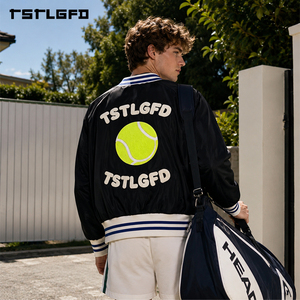 Chaqueta de Béisbol Reversible Personalizada con Bordado de Pelota de Tenis, Estilo Urbano a Rayas, Chaqueta Bomber de Doble Cara, Venta al Por Mayor - Product Image 5