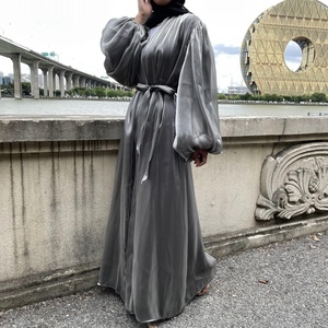 1941# Latest Design Summer <b>Abaya</b> Shiny Silk 6 Colors Elastic Lantern Sleeves With Lining Elegant Versatile Cardigan - Product Image 4