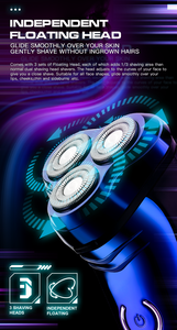Afeitadora Eléctrica Rotativa <span class=keywords><strong>PRITECH</strong></span> 3D Recargable, Húmeda/Seca, con Triple Cuchilla, Impermeable, para Hombres, Uso Facial en Hoteles y Hogares - Product Image 4