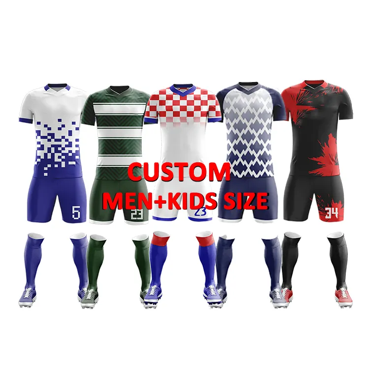 Kits de uniforme de futebol de subolmação personalizado, vestuário em branco para futebol, treinamento de equipe, impressão camisa para homens