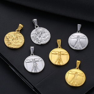Pendentif boussole pour homme, collier en acier inoxydable, plaqué or 18k, 30 pcs/lot, bijoux grec, Medusa - Product Image 5