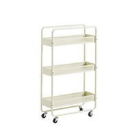 Chariot de rangement moderne en métal à 3 niveaux, finition brillante, design détachable, nettoyage facile, avec étagères et roulettes, vente en gros