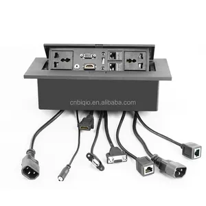 Recessed Table Multimedia Plug Electrical Desktop Hidden Pop Up Desk Socket Outlet Box For Conference Office