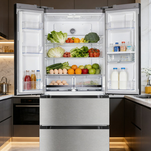 Réfrigérateur multi-portes Homa 220V version personnalisée 510L en acier inoxydable <span class=keywords><strong>noir</strong></span> et argent, avec technologie Inverter, sans givre et à refroidissement par air, classe énergétique A - Product Image 4