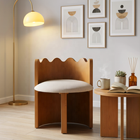 Chaise nordique design, chaise ondulée en bois massif, chaise d'appoint moderne, tabouret de maquillage pour chambre et salon
