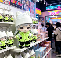 Poupée en peluche électrique Anime, cheveux argentés, yeux marrons, gilet matelassé vert, bonnet en tricot blanc, sur mesure