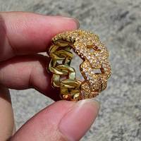 Bague en laiton plaqué or et argent avec zircone cubique, style hip-hop, bijoux pour femmes