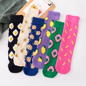 <span class=keywords><strong>Chaussettes</strong></span> colorées pour femmes, dessin animé drôle, <span class=keywords><strong>chaussettes</strong></span> en coton, Fruits, banane, avocat, citron, œuf, biscuit, Donuts, nourriture, <span class=keywords><strong>chaussettes</strong></span> Happy Sox Harajuku - Product Image 2