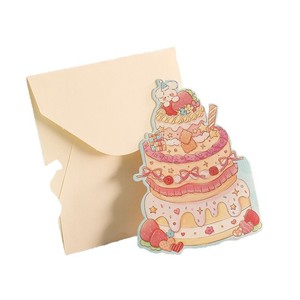 Biglietto d'Auguri 3D a Forma di Torta di <span class=keywords><strong>Compleanno</strong></span>, Pieghevole ed Ecologico, per Natale e Festa degli Insegnanti, con Messaggio Semplice da Negozio di Fiori - Product Image 5