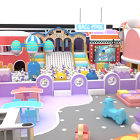 Aire de jeux intérieure sur le thème des macarons, fabriquée en Chine, équipement de jeu pour enfants en plastique personnalisé avec toboggan et panier