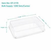 Boîte bento rectangulaire transparente à charnière en PET jetable pour pain, pizza, collations, tranches de gâteau, conteneur alimentaire en plastique