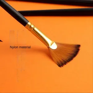 Ensemble de pinceaux de peinture à l'huile multifonctionnels, <span class=keywords><strong>aquarelle</strong></span>, gouache, 12 pièces, manche en bois court, outil d'art, <span class=keywords><strong>débutant</strong></span>, poils en nylon, matériaux acryliques - Product Image 3