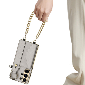 Suitable for Samsung S26ultra phone case, wristband, <b>chain</b>, women's high-value card bag, wallet, leather case, hanging <b>rope</b> - Product Image 6