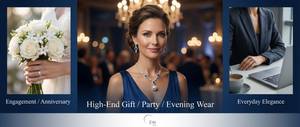 Collier en or massif 18 carats UM Jewelry avec diamant naturel et perle d'eau douce, unisexe, cadeau de mariage, ensemble pour cérémonie commémorative, vente en gros - Product Image 5