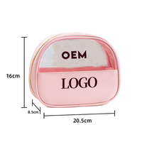 Nouvelle trousse de toilette de voyage pour enfants en PVC transparent rose YCH 2024, avec fermeture éclair, pour cosmétiques et maquillage