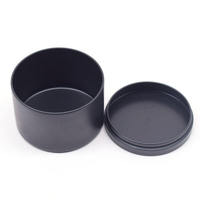 Lata de metal personalizada con tapa para envasar cera de soja, redonda, negra, al por mayor, reciclable, para regalo, perfume de lujo