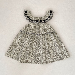 Vestito Estivo Personalizzato per Bambine 0-3 Anni, Senza Maniche, in Cotone, con Ricami Floreali e Volant, Lunghezza al Ginocchio - Product Image 6