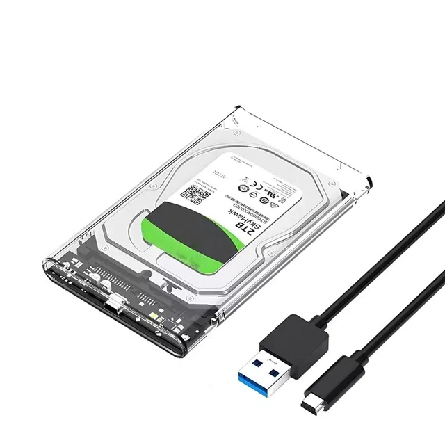 Hard Drive Enclosure Usb 3.0 Tool Free Type Clear Plastic Micro B 5Gbps 2.5 Inch Hdd Hard Drive Enclosure