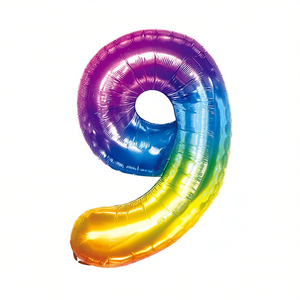 Party Love Number 9 Foil <b>Balloon</b> 100cm Multicolor Metallic Birthday Party <b>Decoration</b> - Product Image 2