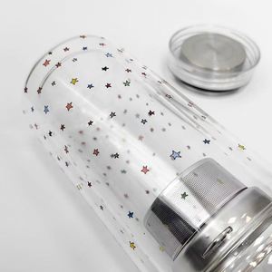 Tasse en verre borosilicate à double paroi grande capacité, portable, isolée thermiquement, pour femmes, hommes, bureau, tasse à thé, mug à eau Star - Product Image 2