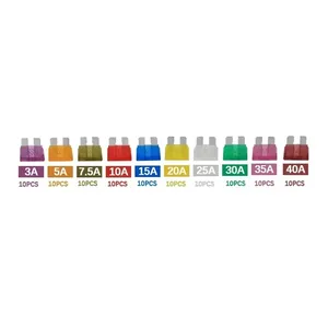 100 pièces de taille moyenne Type de lame assortiment de fusibles de <span class=keywords><strong>voiture</strong></span> 3A 5A 7.5A 10A 15A 20A 25A 30A 35A 40A ensemble de fusibles Auto <span class=keywords><strong>voiture</strong></span> camion avec clip de boîte - Product Image 4
