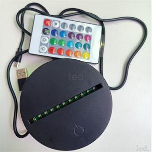 Veilleuse Illusion 3D avec câble USB 16 couleurs effet de changement de couleur Base de la lampe de <span class=keywords><strong>Table</strong></span> avec télécommande à 24 touches - Product Image 4