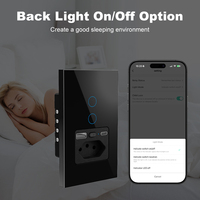 Interrupteur mural intelligent WiFi 16A Brésil + Prise Brésil avec USB Type C, contrôle tactile, compatible avec Smart Life, Alexa, Google Home