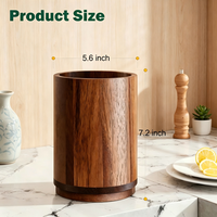 Porte-ustensiles, porte-ustensiles de cuisine en bois d'acacia pour comptoir, 360° ° Support rotatif pour ustensiles de cuisine pour comptoir de cuisine