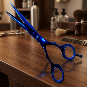 ASAP Ciseaux à cheveux à manche long de 6,0 pouces pour droitiers, en acier inoxydable à haute teneur en carbone, à pointe affûtée, design tendance, bleu titane - Product Image 3